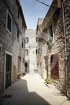 Narrow old street in stone, Croatia