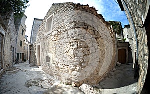 Narrow old street in stone, Croatia