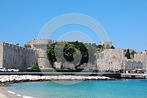 the narrow old town walls and gates in rhodes greece