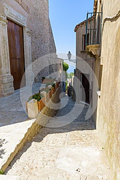 Narrow passage in Erice town on Sicily