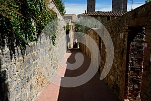 Narrow passage in San Gimignano, Italy