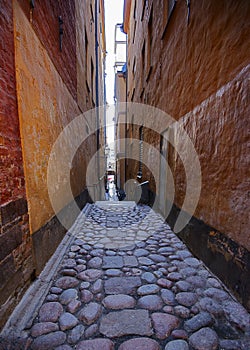 Narrow passage in Stockholm  Sweden