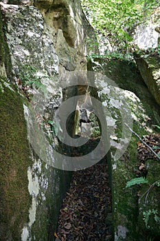 Narrow passage between two rocks