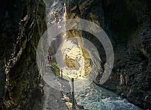 Narrow path over the HÃ¶llental gorge near Garmisch-Partenkirchen