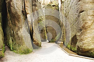 Narrow path in Skalne Mesto Adrspach Czech Republic