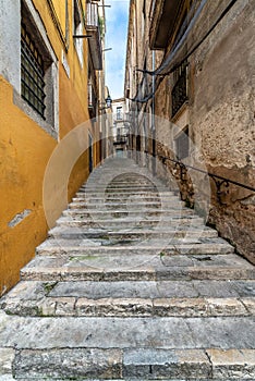Narrow Pedestrian Street in Girona, Spain