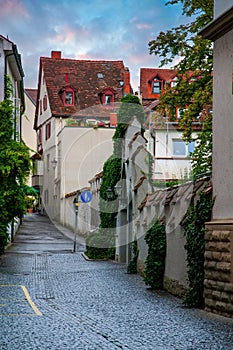 Narrow pedestrian street in old town of Konstanz, Baden-Wurttemberg, Germany photo