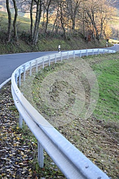 narrow road curve at the skiing hill