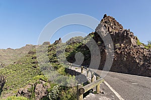 Narrow road through the mountains on the island of Gran Canaria