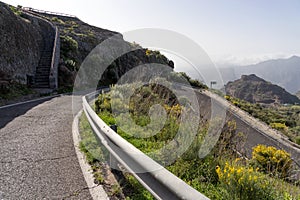 Narrow road through the mountains on the island of Gran Canaria