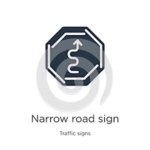 Narrow road sign icon vector. Trendy flat narrow road sign icon from traffic signs collection isolated on white background. Vector