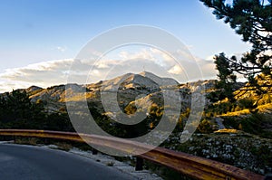 Narrow road to Sv. Jure mountain in Croatia