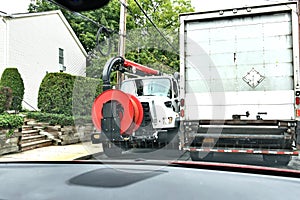 Narrow road upstate of new york state large trucks