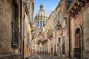 Narrow scenic street in Ragusa, Sicily, Italy