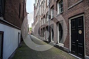 Narrow small empty streets of Amsterdam