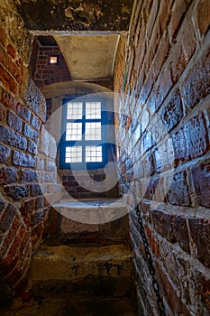 Narrow staircase in the medieval castle