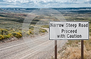 Narrow Steep Road Warning Sign