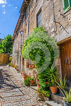 Narrow and stip street in Montefalco town