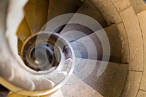 Narrow stone spiral stairway