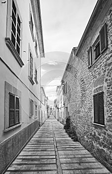 Narrow street in Alcudia old town, Mallorca