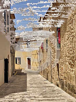Narrow street in Alcudia old town, Mallorca