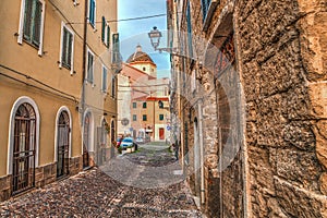 Narrow street in Alghero old town