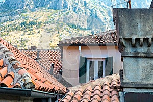 The narrow street of the authentic old town of Kotor, Montenegro.