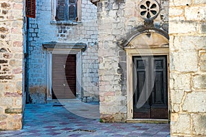 The narrow street of the authentic old town of Kotor, Montenegro