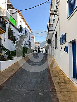 Narrow street in the Benalmadena Pueblo, Malaga, Spain