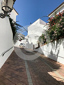 Narrow street in the Benalmadena Pueblo, Malaga, Spain