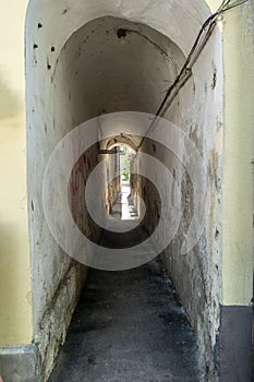 Narrow street in Bistrita Nasaud County, Romania