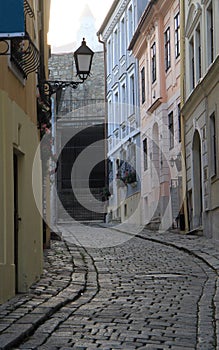The narrow street in Bratislava, Slovakia