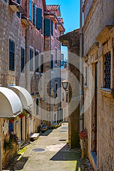 Narrow street in the center of Herceg Novi in Montenegro