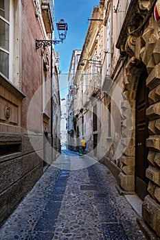 Narrow street of city of Tropea Calabria, ITALY