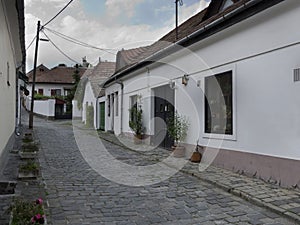 Narrow street with coble stone pavement