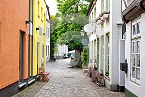 Narrow street in the down town of Oldenburg, Germany