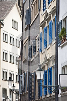 Narrow street of downtown Zurich photo