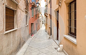 Narrow street in the historic center of Trapani, Sicily