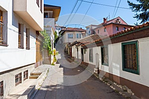 Narrow street in the historic district of Sarajevo. Bosnia and Herzegovina