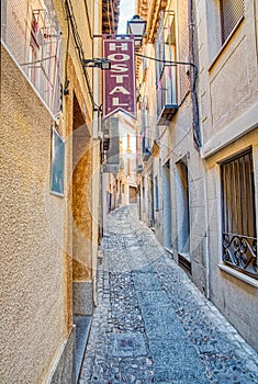 Narrow street in historic Toledo, Spain