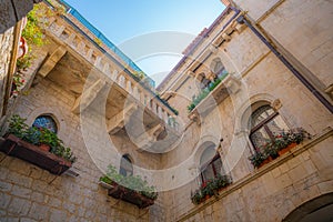 Narrow street in historic town Trogir, Croatia.