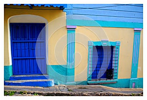 Narrow street of the Island of Flores Guatemala. photo