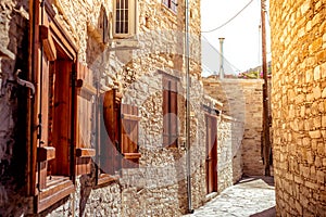 Narrow Street in Kato Lefkara village. Larnaca District, Cyprus