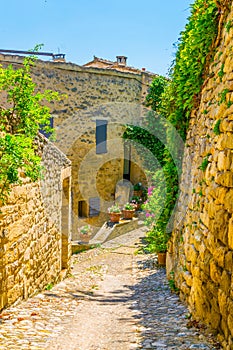 Narrow street in Lacoste village in France