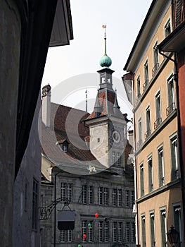 Narrow street in Lausanne, Swi