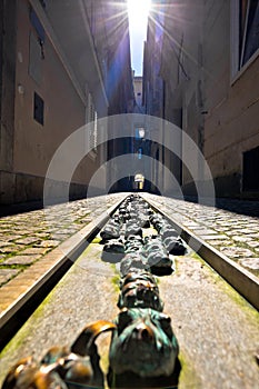 Narrow street of Ljubljana vertical view