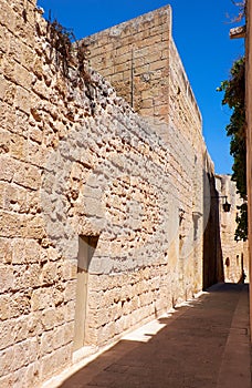 The narrow street of Mdina, the old capital of Malta.