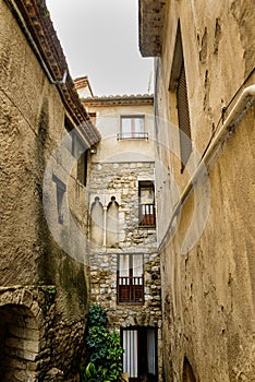 Narrow street in medeival town of Besalu