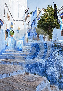 A narrow street in the medina, Chefchaouen, Morocco