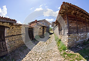 Narrow street in the mountainous Balkan village